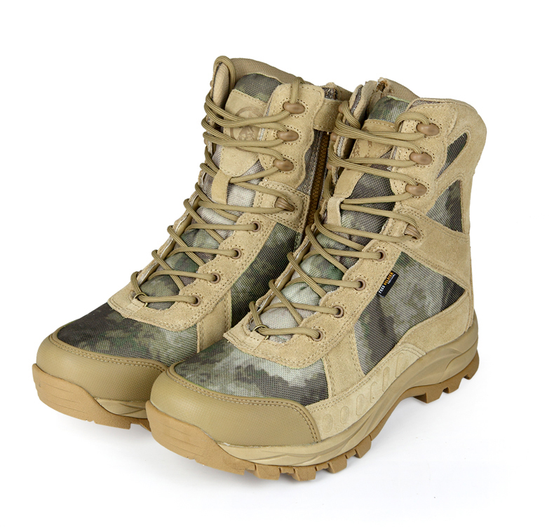 自由兵户外 海豹战术特工鞋 高帮丛林沙漠靴真皮战靴迷彩男鞋