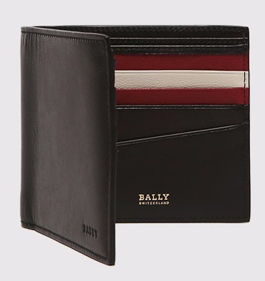bally 巴利 男士黑色牛皮短款对折钱包 teep 290